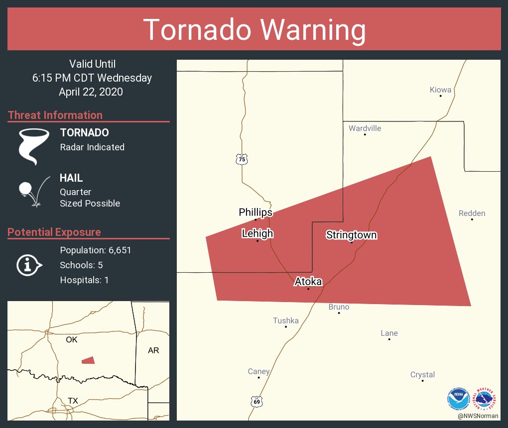 NWS Tornado on Twitter "Tornado Warning continues for Atoka OK