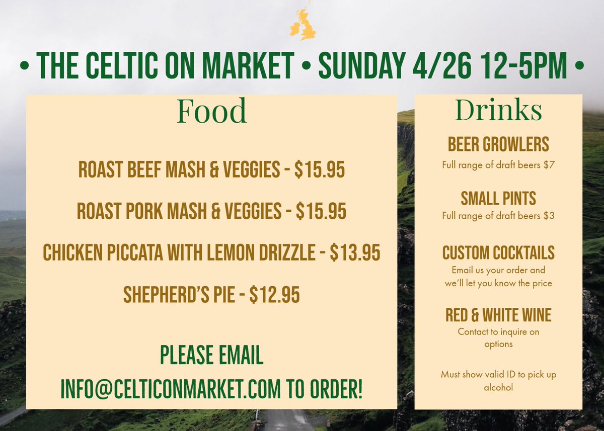 CelticonMarket's tweet image. Opening up the kitchen again this weekend! Thank you all who have been supporting, it's been a tremendous couple of weeks with the orders 💚