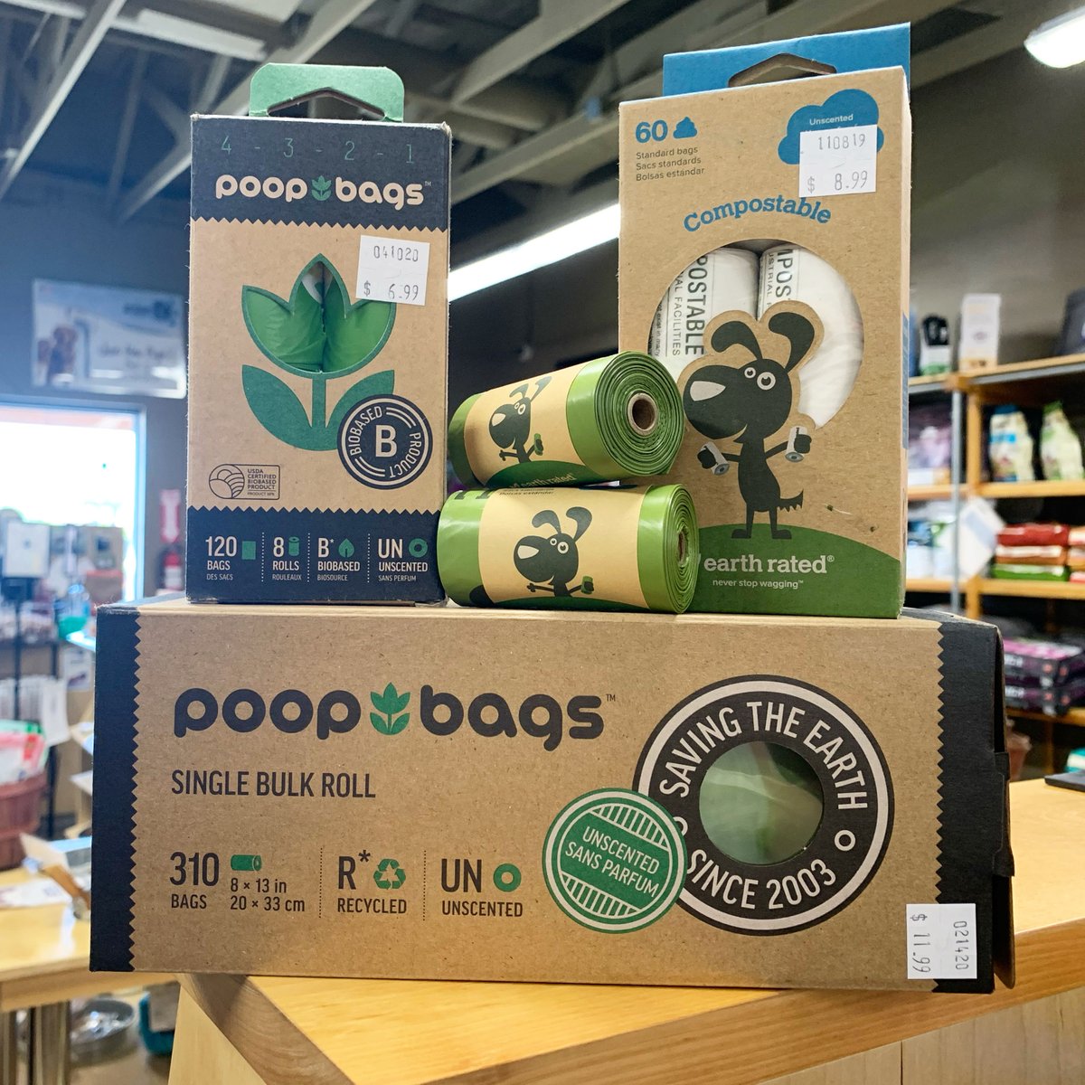 petplanetMPA's tweet photo. It’s Earth Day! 🌎 
Our poop bags are recycled and bio sourced! 
We carry various quantities for your dogs! 
#petplanetahwatukee #shoplocal #weloveourcustomers https://t.co/hWDLkq3FVE