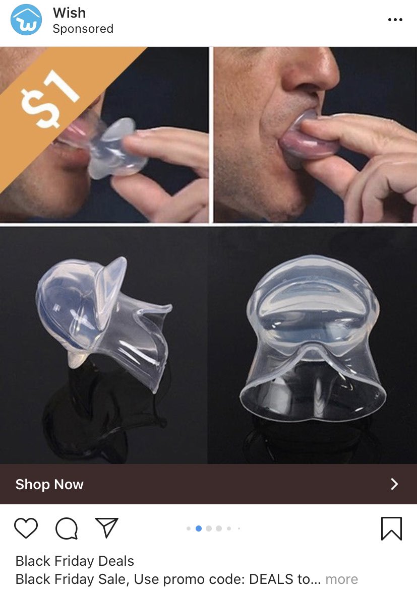 Next up: this device that... holds your tongue? Is it a pacifier? Is this a medical device? Is it a sex thing?