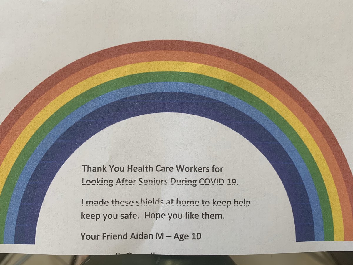 kmcreelis's tweet photo. Aidan age 10 after helping me for several weeks equip PPE for my building - decided to adopt our local LTC facility near our home and is Producing FaceShields for Health Care Workers - Amazing to see him engaged in a worthwhile community seevice project.  #COVID19 #faceshields https://t.co/s4J1RGuSMA