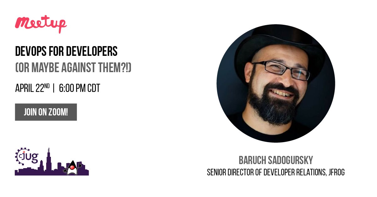 jfrog's tweet photo. 🎭 It's showtime! Join Baruch online and learn what developers need to know about #DevOps. Thanks to Chicago Java User Group. #CJUG
👉https://t.co/VILkZr456Z
#YAML, #Docker, #Kubernetes #Terraform #development #software #applications #MicroServices #Java https://t.co/ZCSzu56uI6