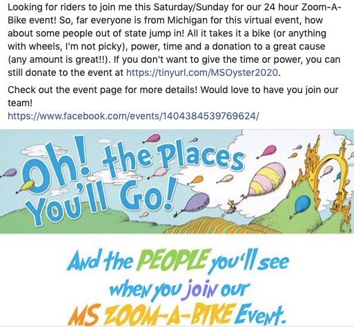 Tell your friends and family! It is for an extremely good cause! Please feel free to join us or donate! The link is right here 👇🏼
tinyurl.com/MSOyster2020