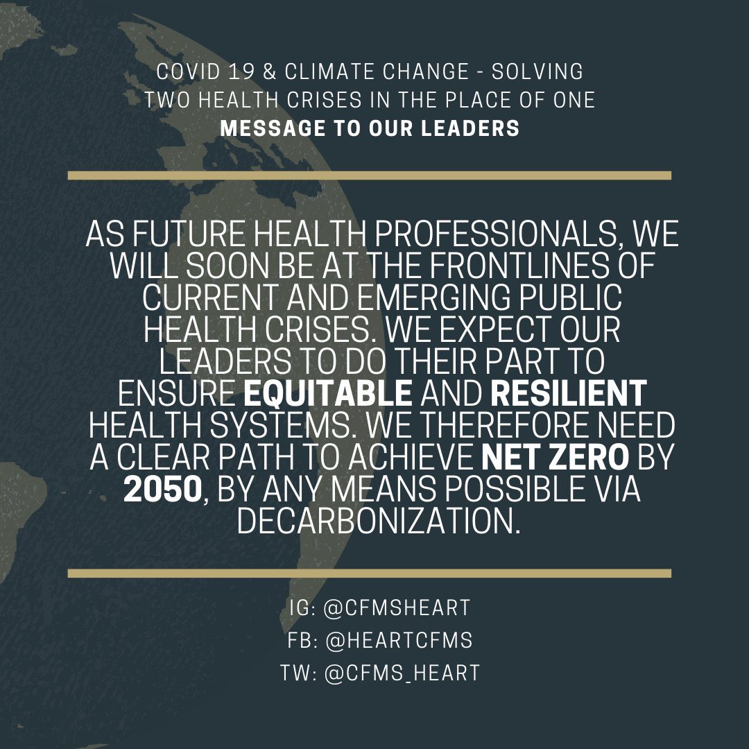 Earth Day is a great reminder that as we battle one health crisis, we shouldn’t forget about the other major threat to public health.  <a href="/TerryDuguid/">Terry Duguid</a> how are you ensuring that sustainable initiatives remain a priority?  #naturenurtures <a href="/CFMS_HEART/">CFMS HEART 🌎</a>
