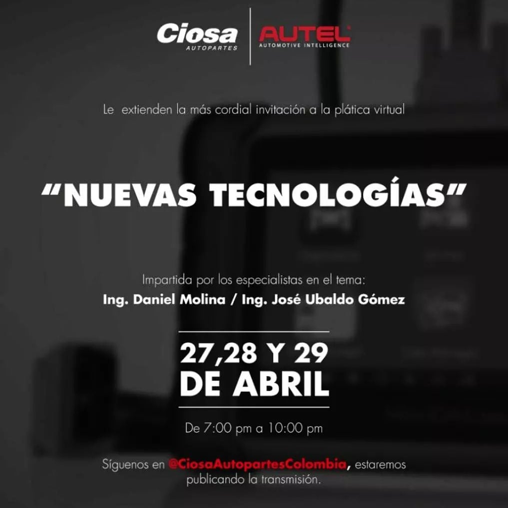 autoshopsas's tweet photo. Ciosa Autopartes #Colombia y #AUTEL #Latinoamérica extienden una gran invitación a la plática virtual. 🌎🧰

"Nuevas Tecnologías"

Fecha: 27, 28 y 29 de #Abril  
Hora: 7:00 p.m. a 10:00 p.m

Transmisión en vivo por el perfil en #Facebook de #Ciosa #Autopartes Colombia 📲🚘 https://t.co/hHR5VOacPg