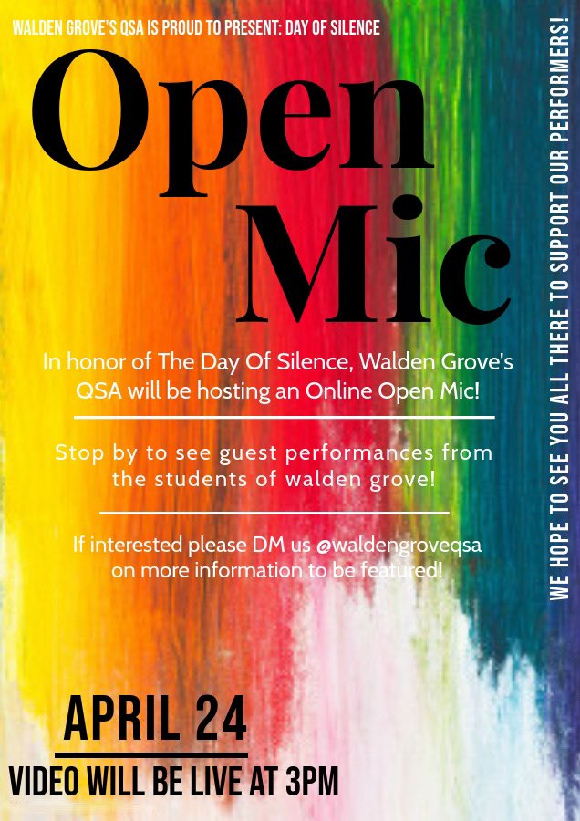 WaldenPRIDE's tweet photo. O P E N🎙M I C

This Friday, to conclude Day of Silence with our own Break the Silence event, we will featuring Sahuarita artists and performers with an open mic event. The performance will begin at 3 PM and will be posted on social networks. 

DM this account to be featured! https://t.co/WAQSaHXLK0