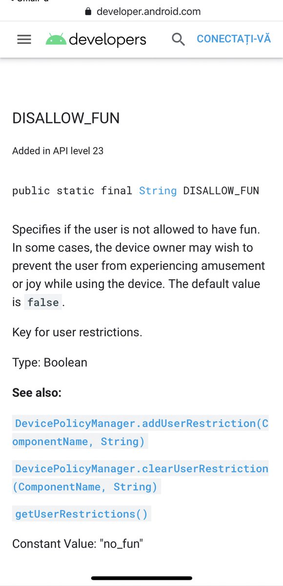 Found this little gem in Android's Enterprise documentation. Knowing how corporations typically control employees' devices, it took me a few seconds thinking this might be real!