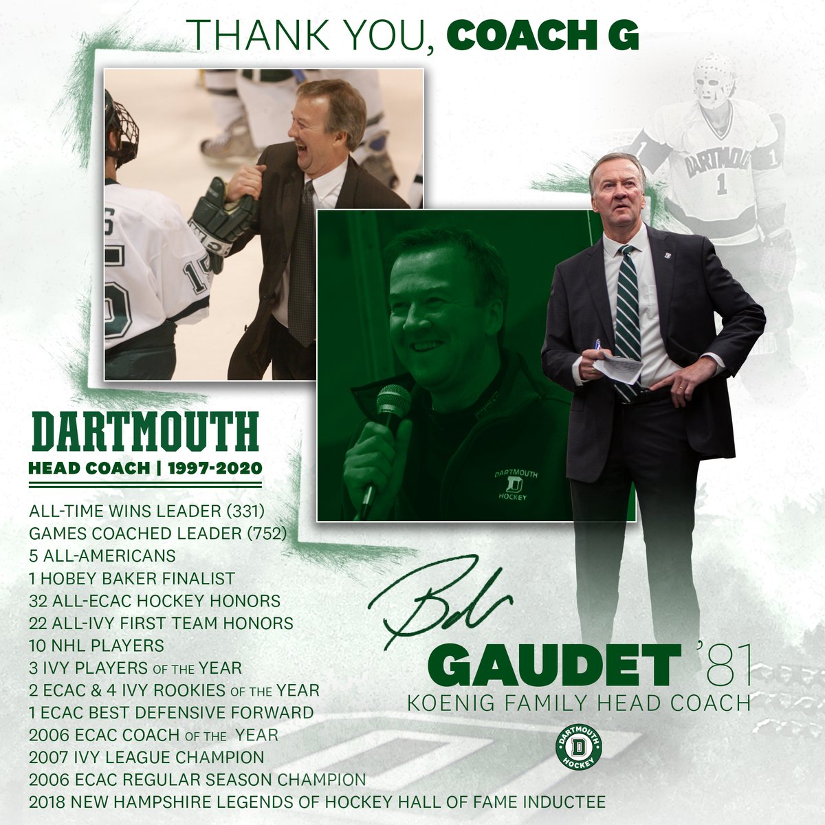 Dartmouth_MIH's tweet photo. Bob Gaudet is Dartmouth hockey. https://t.co/nTkvoNkplJ