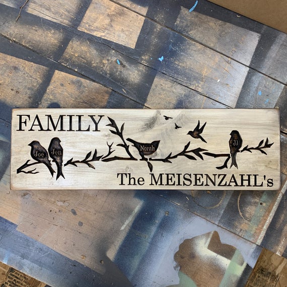 HMPrintDesign's tweet photo. FAMILY personalized bird sign https://t.co/9LMQf9QSQe #housewares #homedecor @EtsyMktgTool #birdsign #establishedsign #flockofbirds https://t.co/vKD7NUafrX