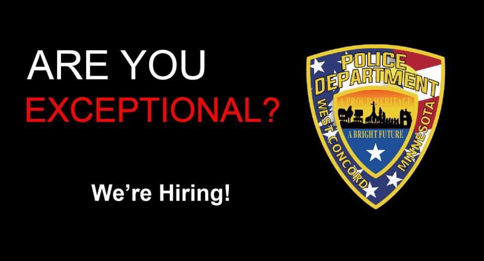 WestConcordPD's tweet photo. JOB OPPORTUNITY!

Police Officer (working part-time hours)

Deadline:
Friday, May 1st, 2020 

For more info, visit us online at https://t.co/kzqGUpNx45 or call City Hall at 507-527-2668! https://t.co/37bcIma6nG