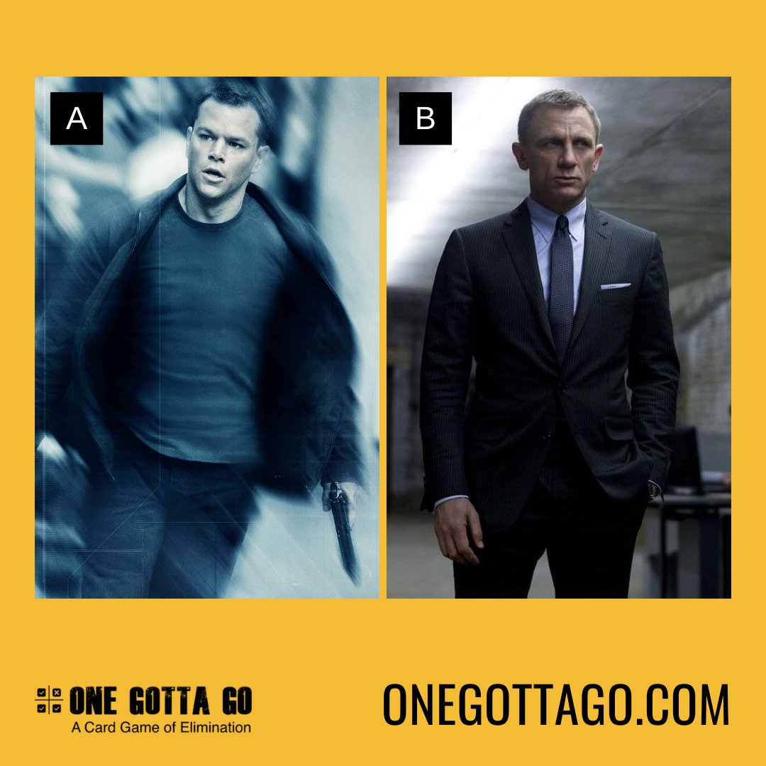 Both have a fully armory and time to prep. 

Who is winning &amp; who gotta go?

A. Jason Bourne 
B. 007