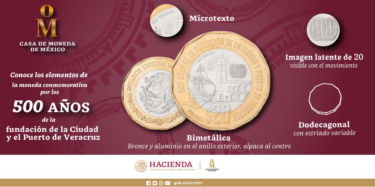 CasadeMonedaMx's tweet photo. Casa de Moneda de México produjo las nuevas monedas de 20 pesos. Mostrando su habilidad, experiencia y alta calidad a #485años de su fundación. 

#PuertodeVeracruz
@AyuntamientoVer https://t.co/a2VDoMlHSf