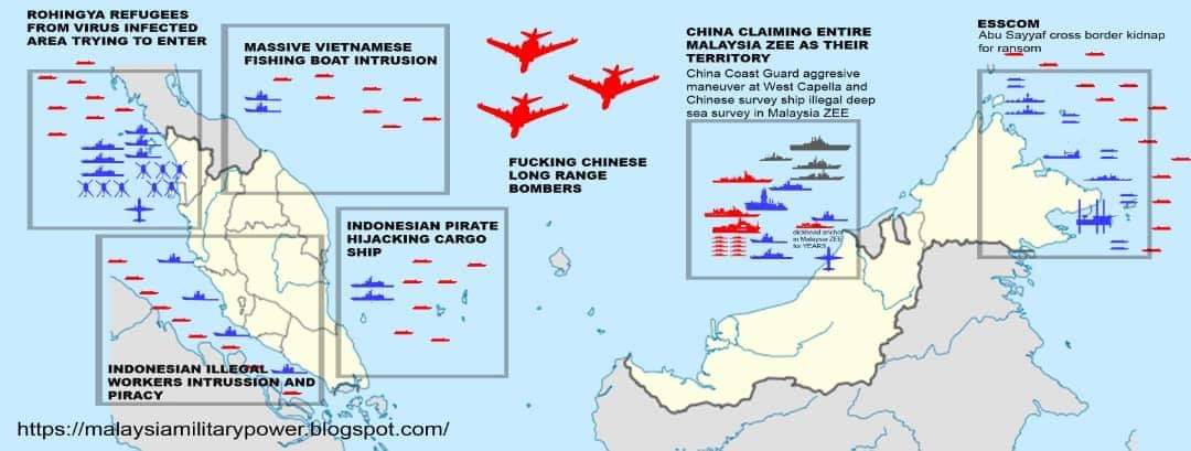 Cabaran Malaysia waktu ni1) Covid 192) Nak halau Kapal China masuk EEZ dgn saiz kapal depa sebesar Destroyer3) ESSCOM - halang pengganas abu sayyaf4) Masalah bot2 nelayan Vietnam ceroboh perairan Malaysia6) M'salah kapal lanun dr Indonesia7) Bot2 pelarian RohingyaBerat