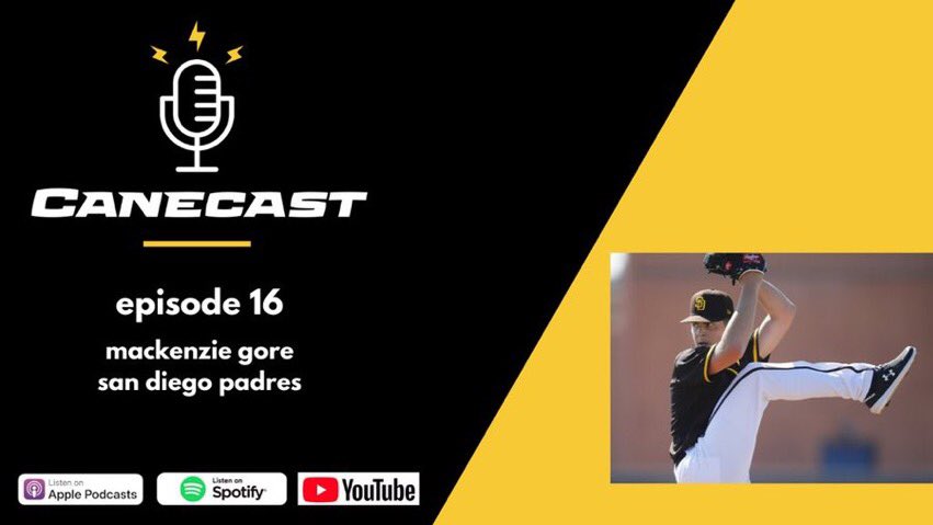 Humility is hard to find when you’re a top <a href="/mlb/">MLB</a> prospect...unless you are <a href="/padres/">San Diego Padres</a> LHP <a href="/Mgore181/">MacKenzie Gore</a>.  Listen to this <a href="/TheCanesBB/">Canes Baseball</a> alum - 
📺 bit.ly/canecast

📱 apple.co/2JuUe6H

🎧 spoti.fi/340gOgT