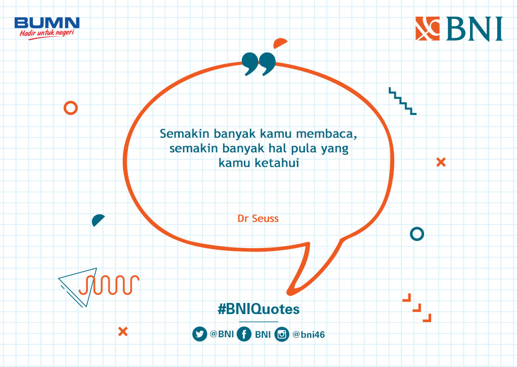 BNI's tweet photo. Selamat beraktivitas, Tweeps! Jangan lupa sisihkan sedikit waktumu utk membaca ya 🙂 #BNIQuotes https://t.co/lQcnfQEPjx