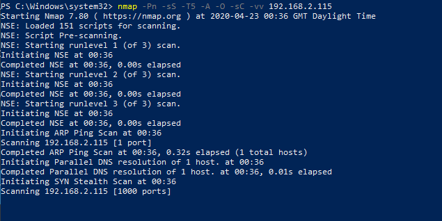 quick common port scan on standard nmap ports