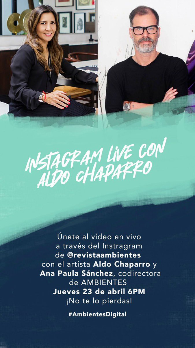 ambientesmx's tweet photo. ¡Acompáñanos! Mañana 6PM en Instagram @revistaambientes https://t.co/kBuBCHyQZL