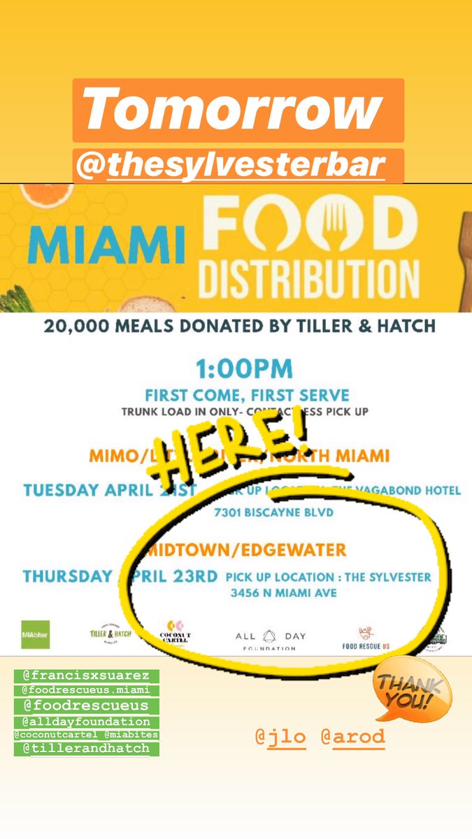 Another chance to join us and <a href="/FoodRescueMiami/">Food Rescue US-SouthFlorida</a> and <a href="/tillerandhatch/">tillerandhatch</a> as we distribute another 1000 meal packs to furloughed hotel and restaurant employees at The Sylvester at 3456 N Miami Ave 1 pm.
