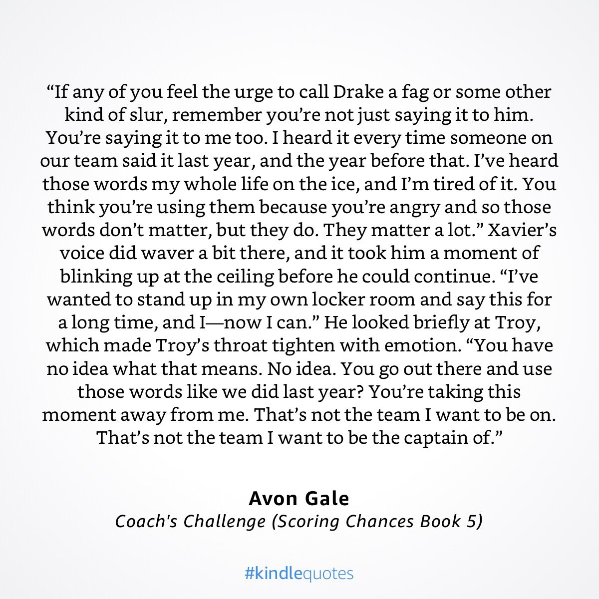 5 / COACH'S CHALLENGE - openly gay coach who curses like a sailor vs aging player trying to quit hockey on his own terms  https://www.amazon.com/dp/B07XC3BMQC/ref=cm_sw_r_cp_awdb_t1_oAnOEbDYB6X5K