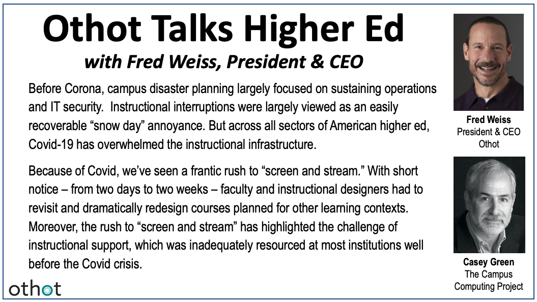 DigitalTweed's tweet image. My thanks to Otohot CEO Fred Weiss for the opportunity to discuss Corona and other pressing higher ed issues.    hubs.ly/H0pMCDx0   #coronvirus    #highereducation