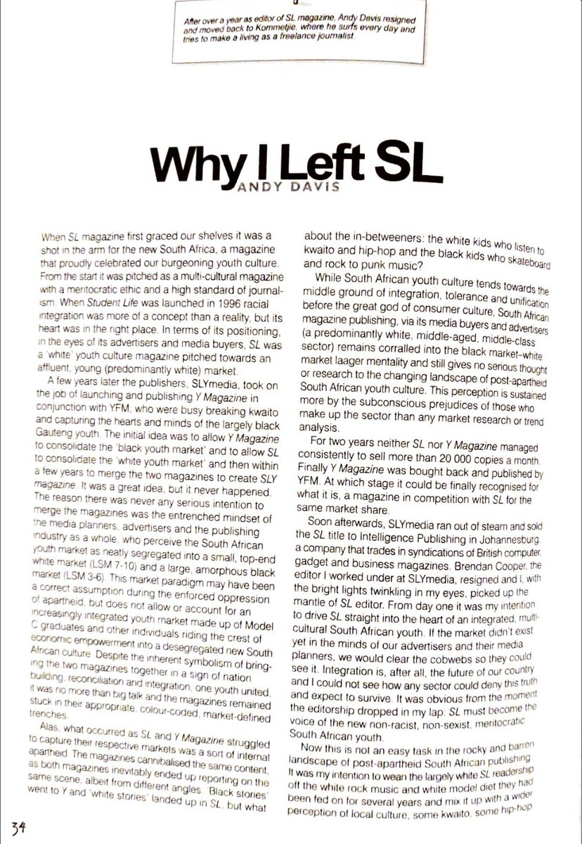 In this article of the annual, the editor of what was clearly a major youth magazine called Student Life reflects on the changing landscape of youth media consumption and the failure of the magazine's publisher to read the times and adapt...