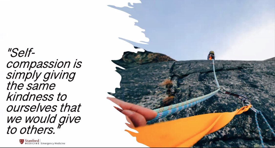 Preventing burnout can be achieved by giving ourselves self-compassion.A survey of Stanford docs showed that those who practice self-compassion are less likely to be burnt out.