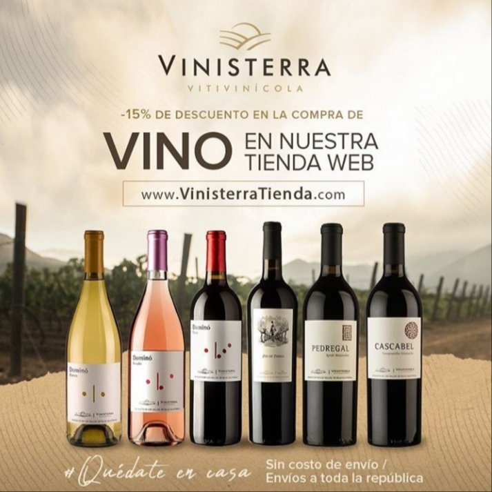 Envío GRATIS a toda la República✈️ + 15% de descuento. 
Te ayudamos a sobrellevar la cuarentena con vino 🍷 mexicano🇲🇽 de los valles de Baja California en la comodidad de tu hogar 🏠 
Visita nuestra tienda 📱💻vinisterratienda.com y haz tu pedido.