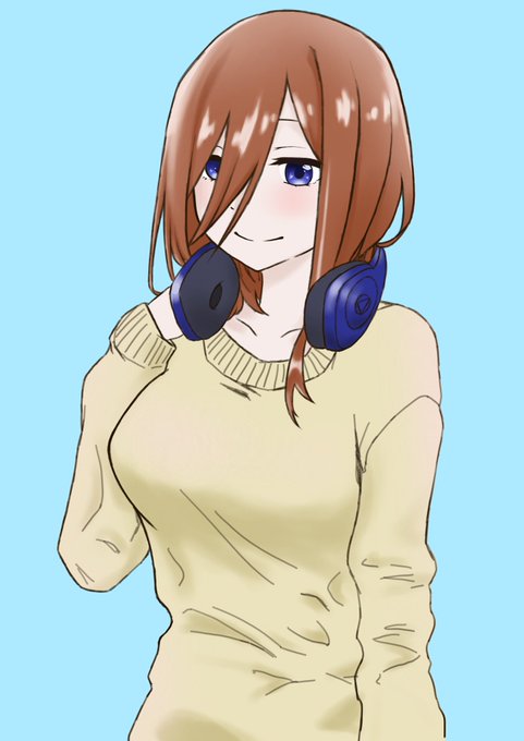 たまろんさんがTwitterに投稿した中野三玖(五等分の花嫁)のイラスト。