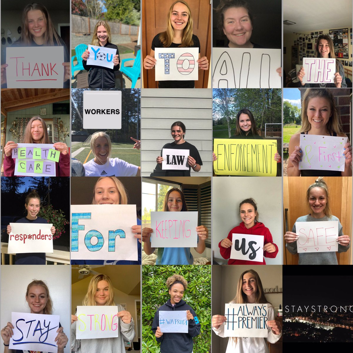 WAPremier's tweet photo. Special message from our @WPFCG01ECNL team. Thank you to all those continuing to put their lives at risk to protect others 👏👊💪 https://t.co/CT8w9zQ1qt