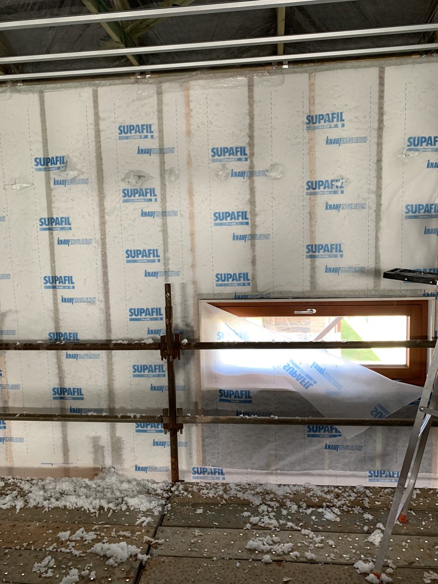 LABdesignHaus's tweet photo. The insulation for our #Passivehouse project with Titanium Homes in Toowoomba is going in today. Devin and his team from Brisbane Insulation are doing an awesome job. We are using Knauf Blow-in Insulation maximizing consistency and minimizing the possibility of thermal bridges https://t.co/S6r3FccZZz