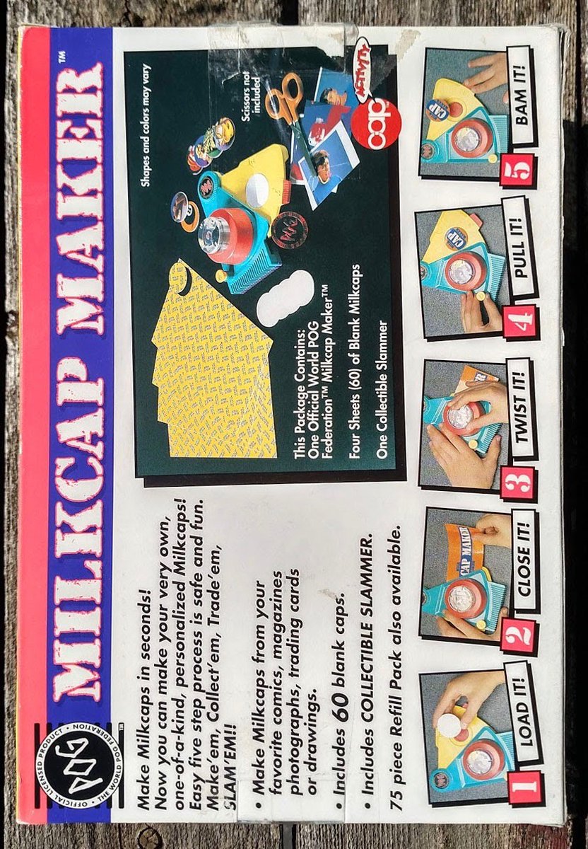 elliss_seven's tweet photo. POG MAKER!!!!!! From 1995.
Sadly, this one isn't mine! I got this for my BFF Lauren, a few years ago. It even came with blank milkcap sheets!!
When I put my mind to it, I can find the RADDEST gifts on eBay!
#90scollector #90skid #pogs #pogmaker https://t.co/VdrqtABHgx