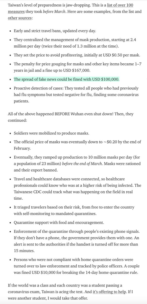 4/ Pueyo’s analysis is incredibly thorough & vivid, esp. amazing  #dataviz & videos. Below clip is re: Taiwan’s successes; other stories re: Korea, China & Singapore. Lessons for U.S. abound, though many steps will butt heads with the “Give Me Liberty…” thread of U.S. politics