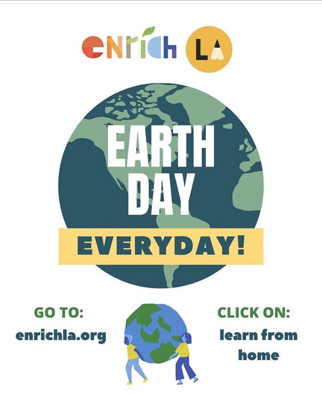EnrichLA's tweet photo. Continue the Earth Day celebrations by visiting us at https://t.co/lOKKn1Iurt for at home learning garden lessons, activities, and recipes. 

Happy Earth Day! 🌎🌱✨
A special Thank You to #delevandrivepta for the graphic!
#earthday #LearnFromHome #earthdayactivities #enrichla https://t.co/e1O5ibDdBb
