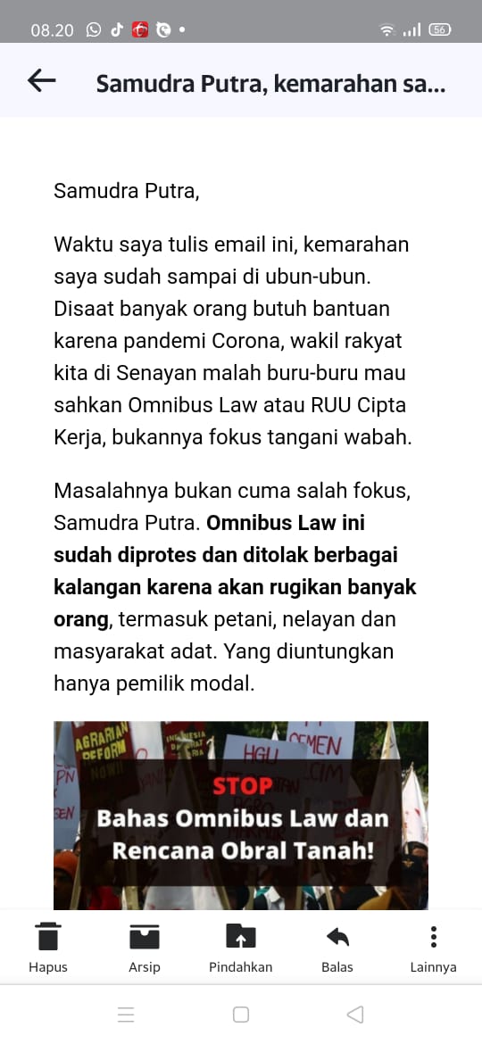 Anjay, pagi2 baca email kirain gw yang dimarahin.. wkwkkw #OmnibusLaw #omnibus #omnibuslawitusolusi