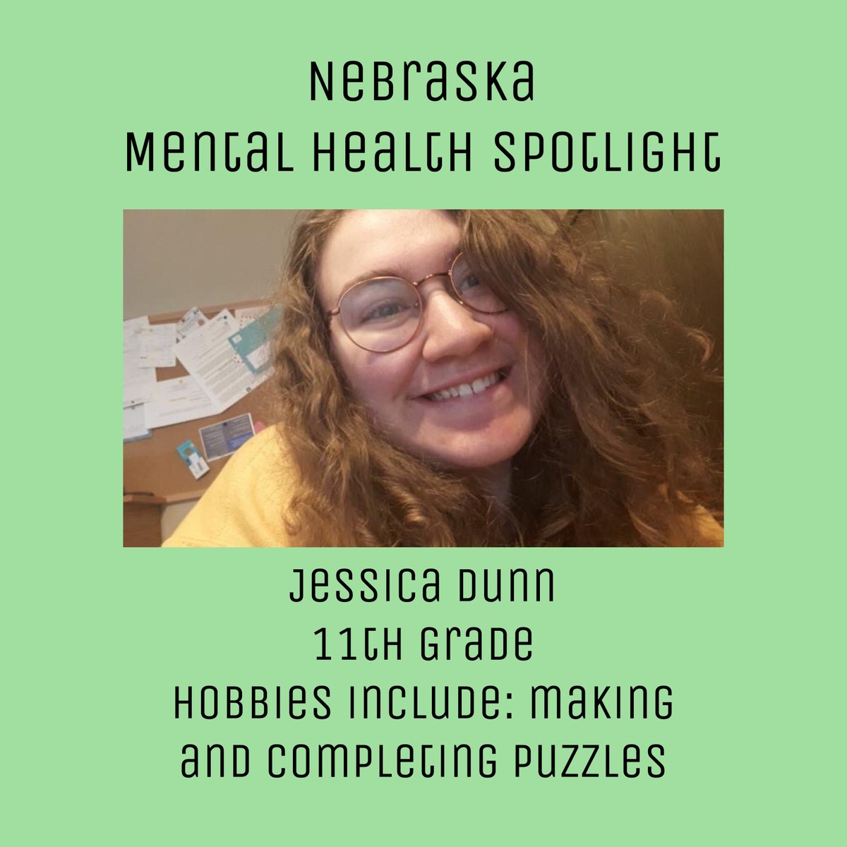 Jessica Dun is our first mental health spotlight! Jessica is a junior at Kearney High School. A hobby that she has partook in throughout quarantine is making and completing puzzles. By making and completing puzzles, Jessica gives herself a sense of happiness and accomplishment.