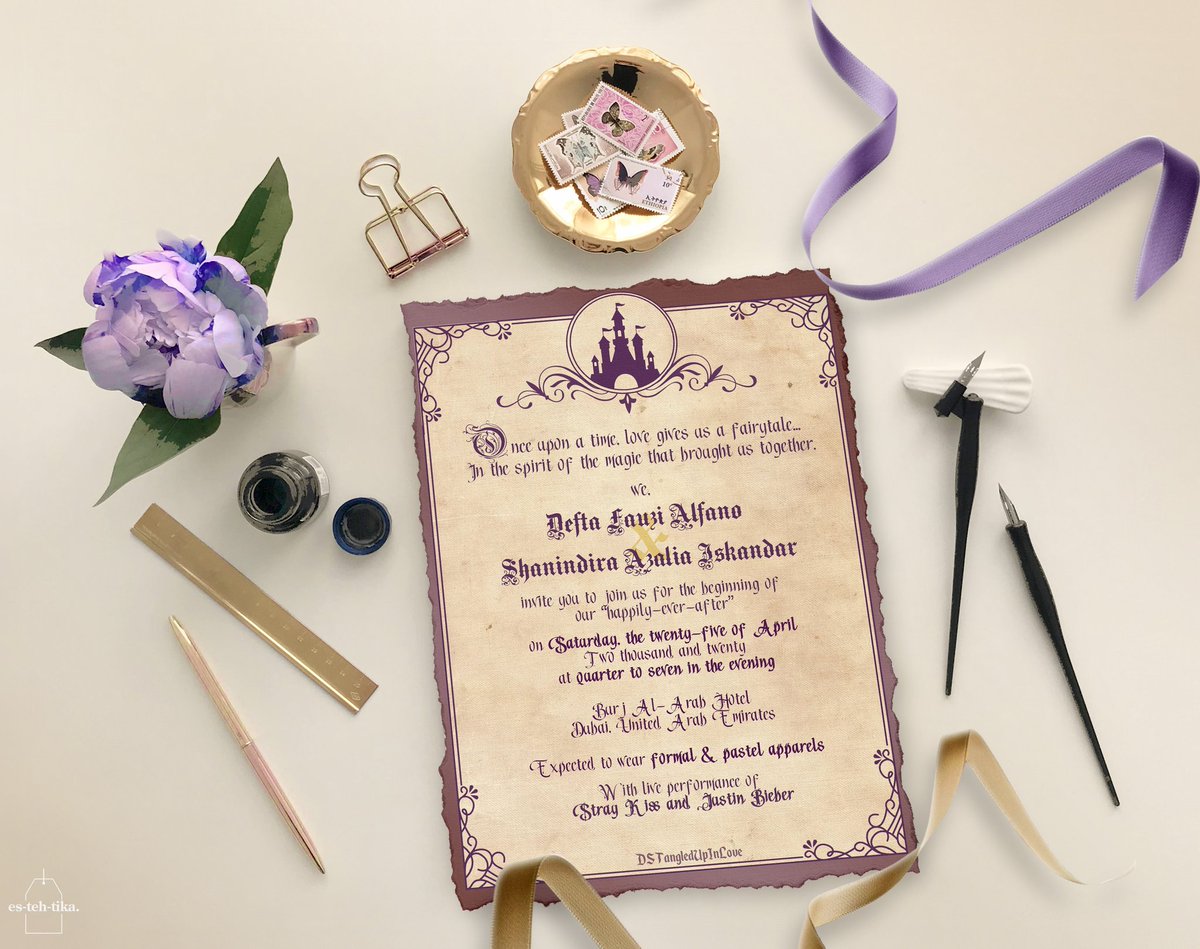 TheTaleofDS's tweet photo. ㅤ
❀ A TALE OF DS ❀
Defta F. Alfano & Shanindira A. Iskandar
With all respective families of both kingdom, cordially invites you as honored witness of our sacred moment to attend the glorious Wedding Ceremony. #DSTangledUpInLove
ㅤ https://t.co/bZceuN12sh