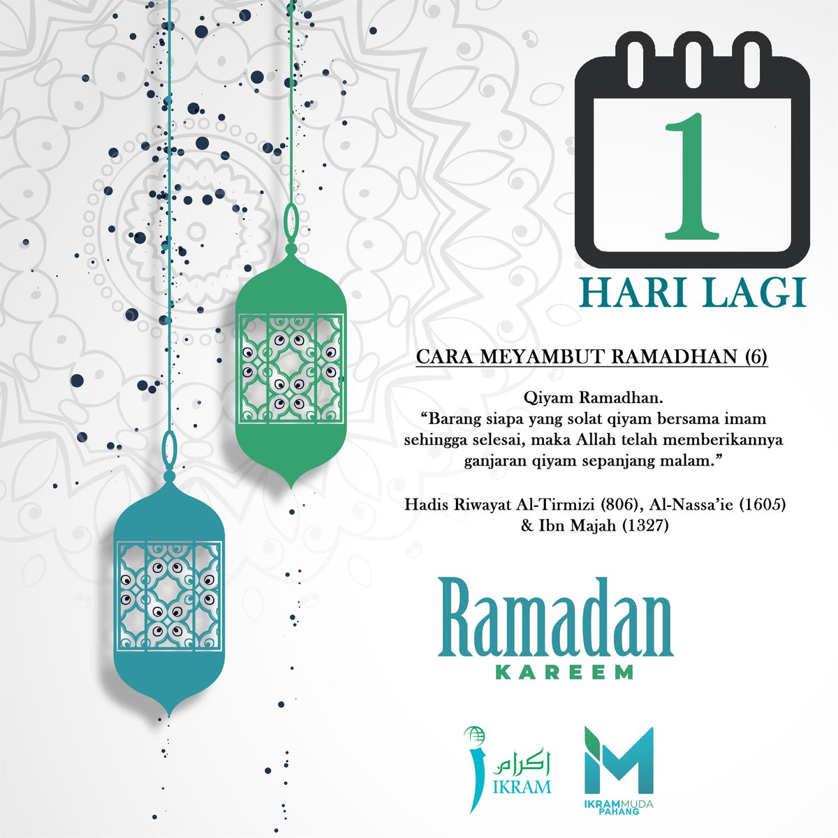 Ikram Muda Pahang On Twitter Projekramadhan Countdown 1 Hari Lagi Sebelum Menjelang Ramadhan Ya Allah Perjalankanlah Bulan Ini Kpd Kami Dgn Penuh Kebajikan Iman Serta Keselamatan Islam Rabb Ku Dan