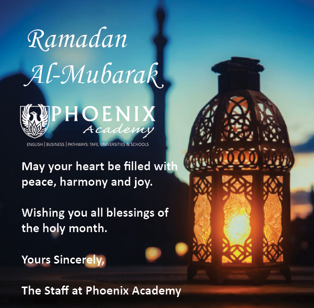 phoenixAcademy's tweet photo. Ramadan Mubarak to all our Muslim students, colleagues and business partners. May this Ramadan bring endless moments of joy and happiness in your life ✨ https://t.co/GTawAUcuWL