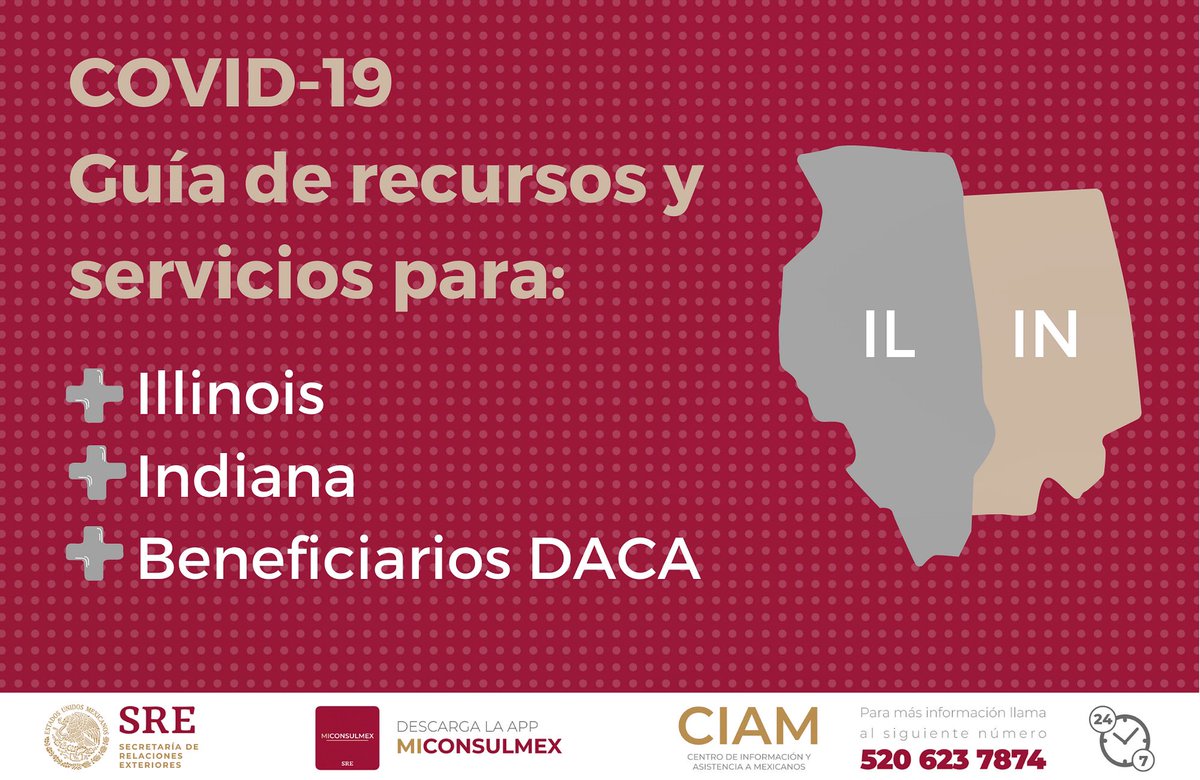 ConsulMexCho's tweet photo. Ante la 🚨 #Emergencia 🚨por #COVIDー19, #ConsulMexChicago pone a disposición de la comunidad 🇲🇽 que reside en #Illinois y norte de #Indiana, la siguiente #GuíaDeRecursos y servicios:

👉🏻 https://t.co/dZUt1umUsE https://t.co/2xbCATszLL
