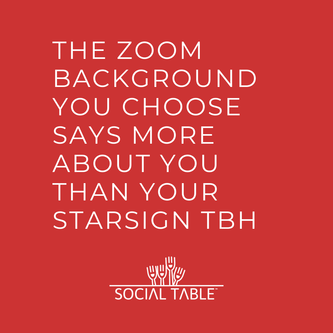 socialtableco's tweet photo. What’s your Zoom background of choice?
Share yours with new friends over virtual dinner. 
How it works:
✔️Sign up: (https://t.co/wdPpXEB11l)
✔️Choose your time slot
✔️Make something tasty for dinner
✔️Log in to your virtual table
✔️Make a donation 
✔️Make new friends https://t.co/WUvTgztA9y