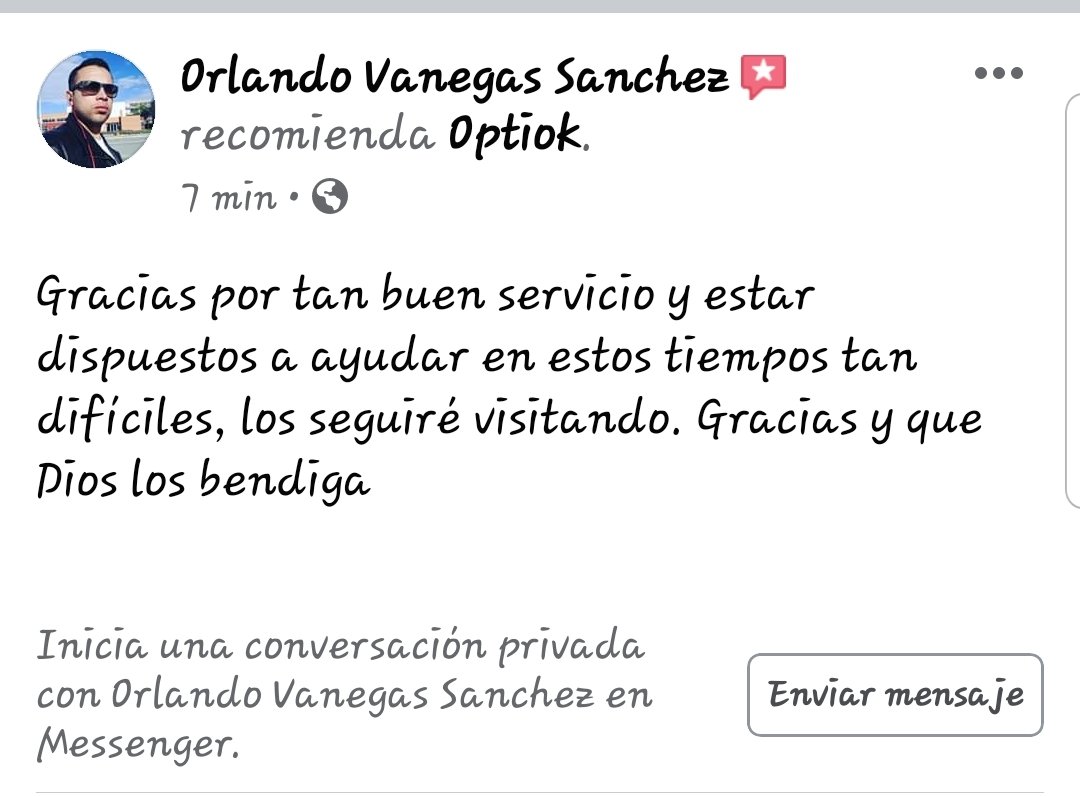 ok_opti's tweet photo. Gracias Orlando. 
Cliente satisfecho en medio del #COVIDー19 https://t.co/DQZD5ldci7