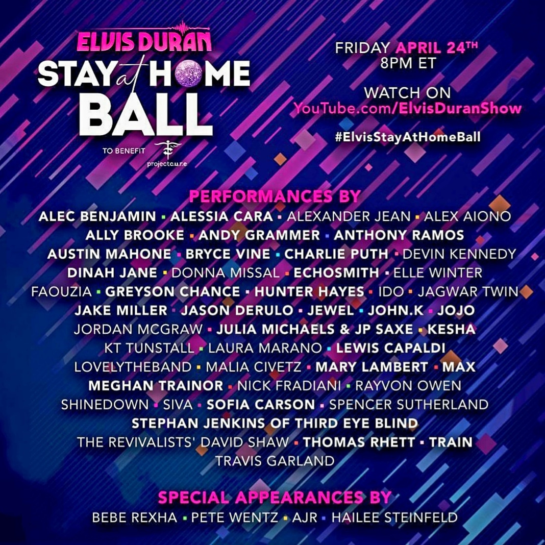 Friday April 24th - 8pm
Elvis Duran Stay at Home Ball

Watch on:
Youtube.com/elvisduranshow
#elvisstayathomeball #krolleffect
#iheartradio #elvisduran