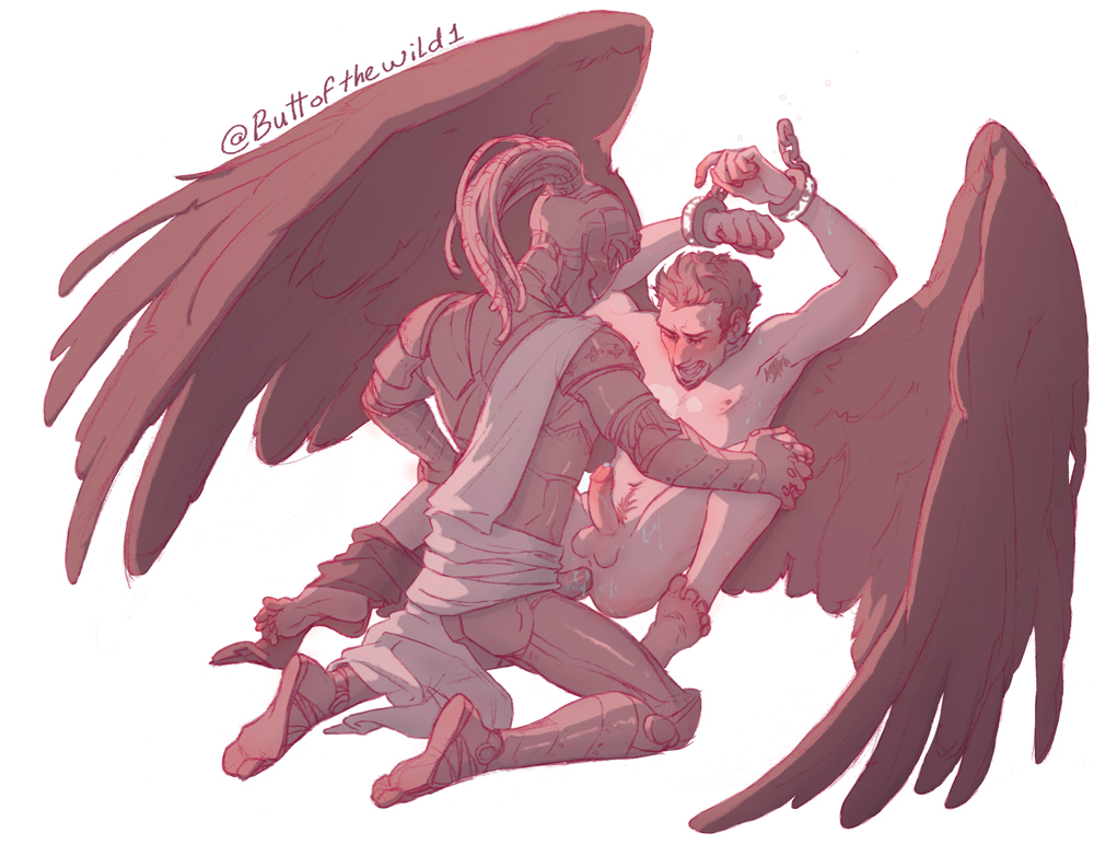 ButtOfTheWild1's tweet photo. Here's @BlueMikado and their bf's Ocs, Origin &amp; Daemien, having a very personal sparing lesson~ Gotta love them Donjons n Dicks sessions 😏 #commission #yaoi #gay #warforged #aasimar #DnD https://t.co/0etYyEK25a
