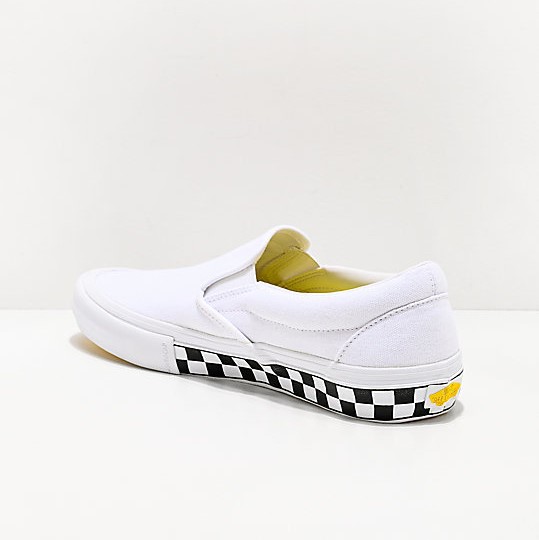 vans slip on pro checkerboard white and yellow
