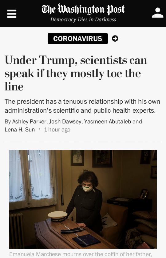 Trump in the most despotic and fascist of power moves is literally forcing scientists to lie in front of the cameras. COVID19 is even worse than i thought it could be even a day ago. Faucci, Redfield, Bright: they need hundreds, thousands, pushing back with them because…