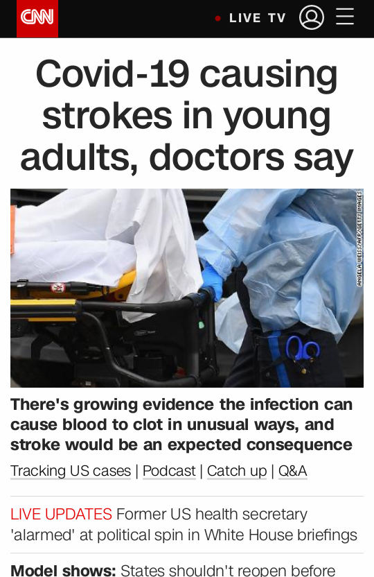 Redfield is actually right: it is going to get much, more worse. not because the virus is invincible, but because USAgov decided we didn’t need to invest in the kind of public health policies that prepared MDs & hospitals to expect & treat strokes as a complication of infection