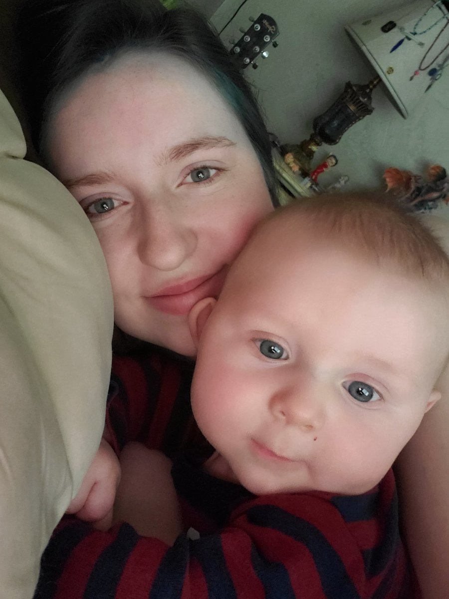 buug1207's tweet photo. Me and the sweetest 6 month old you'll ever meet 💕 hubby brought him into the room for cuddles for the first time this morning and we both loved it so much. https://t.co/VLtTb5TeLh