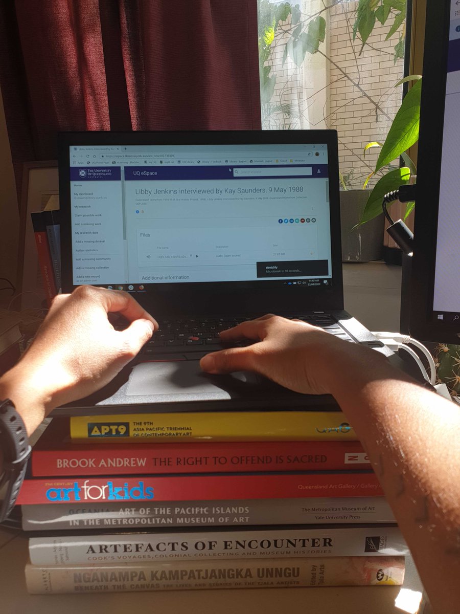 Dulcie, our resident metadata wizard, has been using a stack of her favourite books to prop up her laptop  #WFH  #WorldBookDay 2/