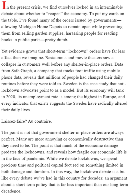 His intro (left)? Perfect. There should always be room for a discussion about long-term priorities. Questioning the extent to which it would be wise to ensure (subsidize?) domestic production (right)? That's a good question!