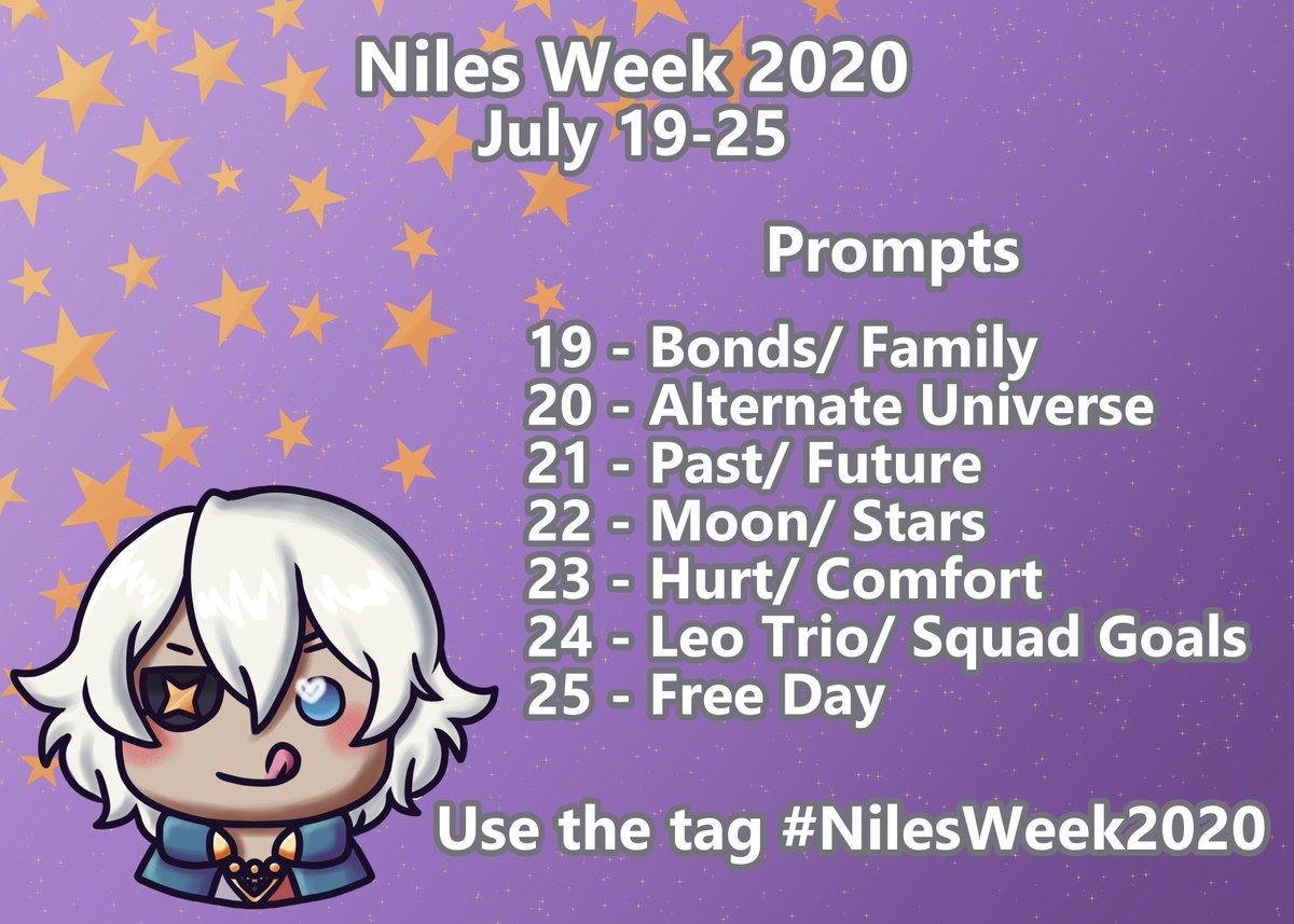 NilesFanZine's tweet photo. We are hosting our first ever Niles Week! We encourage everyone to join in on the fun.
#NilesWeek2020 #FireEmblem #nilesfireemblem #zerofireemblem https://t.co/fj4tTQhM0F